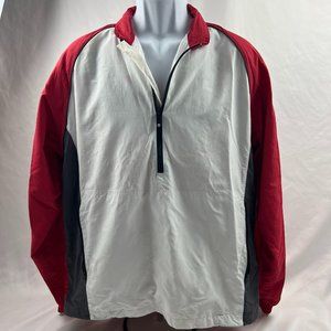 Footjoy Men L White Red Quarter Zip Long Sleeve Pullover Lightweight Windbreaker
